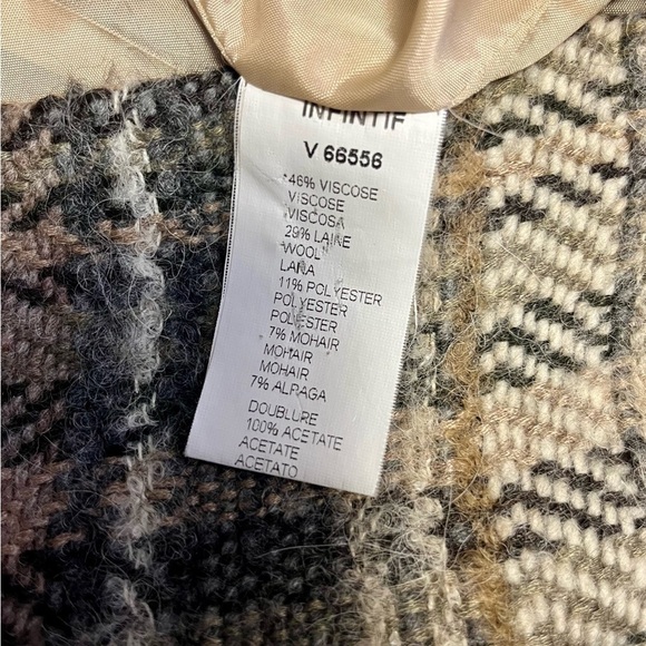 infinitif Paris Plaid Vintage Lush Soft Wool Blend Coat Jacket Made in Paris - Picture 10 of 10